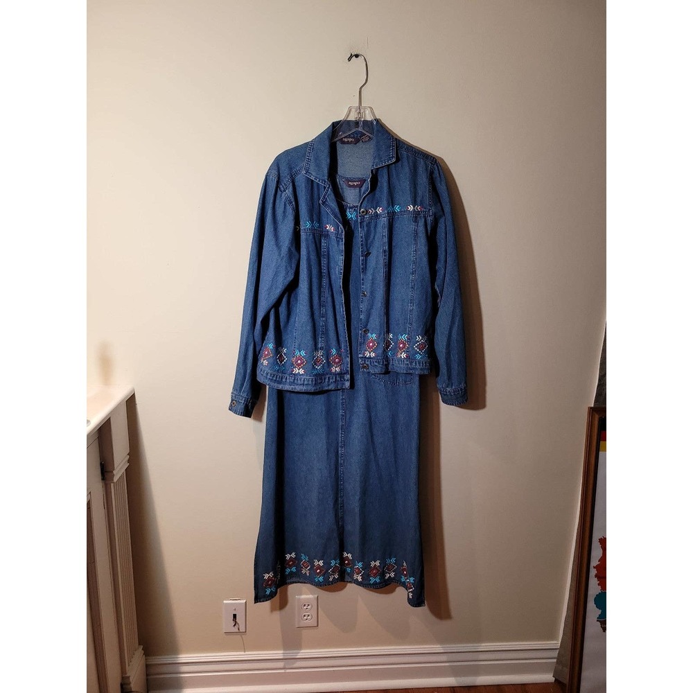 Agapo Denim Jacket and Dress Women's Set Size Medium